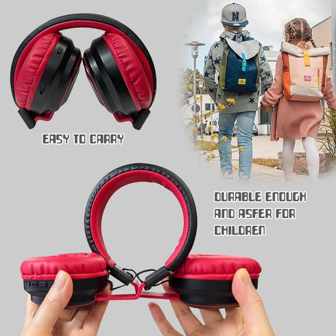 Kids Headphones Bluetooth 5.3 Wireless 60H Play Time Volume Limited 85/110dB Over Ear Foldable Headset with Cable Aux Mic for iPad Notebook Boy Gi...