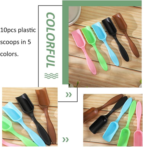 10 PCS Plastic Mini Gardening Shovel Spoons Soil Scoops, Cultivation Digging Transplanting Tools for Succulents Potted Flowers, Bath Salt Spoons/ ...