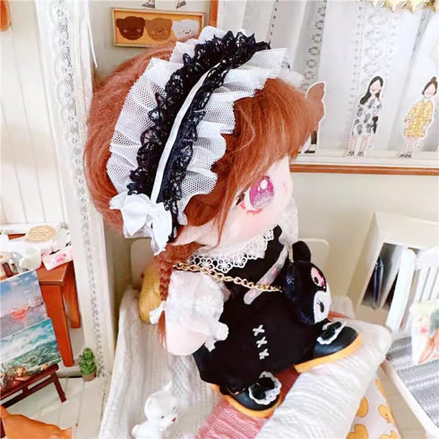 niannyyhouse 20cm Plush Doll Clothes Loose Headwear White Shirt Black Skirt Backpack 8in Soft Stuffed Plush Toy Accessories Dress Up...