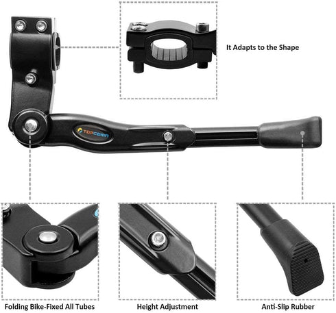 Bike Kickstand Adjustable Aluminium Alloy children Bicycle Kickstand Bike Side Kickstand Fit for 16" 18" 20" Kids Bike stand/Road Bike/BMX/MTB (Bl...