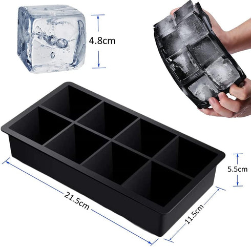 Silicone Ice Cube Tray with Lid, Make 2" Big Square Ice Cubes, Large Whiskey Ice Cube Mold, Ice Cubes Mold for Cocktails & Wine, Soups and Frozen ...