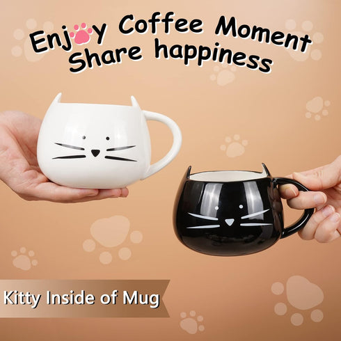 Koolkatkoo Cat Coffee Mugs for Cat Lover, Ceramic Kitty Tea Mug Gifts for Women Girls 12 oz Cup Black...