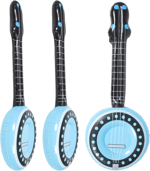 Beach 3pcs Inflatable Rock Star 80s 90s Party Decorations Inflatable Party Props Musical Instrument Blow up Banjo Carnival Party Favors Kids...