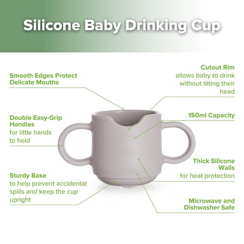 haakaa Silicone Toddler Cups, BPA Free Drop-Proof Training Open Cups for Baby 6 Months+, 5 Ounce (Suva Grey)...