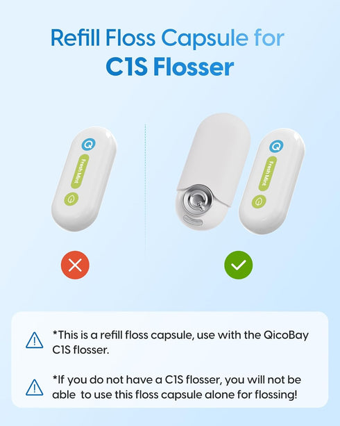 Refill Floss Capsule for C1S Flosser, Not Intended for Standalone Flossing,90 Continuous Uses per Pack, Efficient Plaque Removal, PFAS-Free, Zero ...