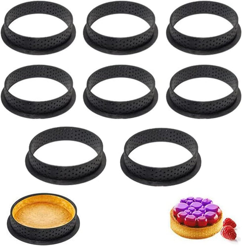 Tart Ring Molds, Hsxxf 8pcs Round Shape Cake Molds Mousse Circle Mini Tart Rings for Baking Muffin Mousse Cake Circle Cutter (8)...