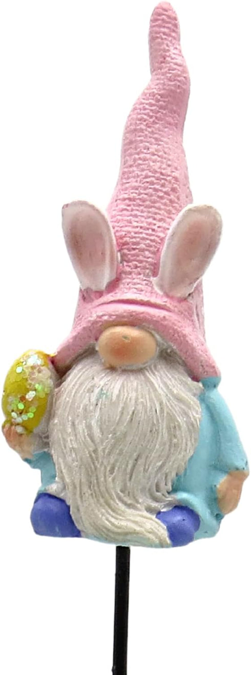 Needzo Miniature Spring Garden Gnome Statue Lawn Picks, Pastel Gnomes with Bunny Ears, Outdoor Home Easter Decorations, Gifts for Gardeners and Ou...