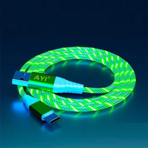 AYI USB Type C to USB A 2.0 Android Charger Cable Fast Charging High Data Speed Visible Green LED Current Flowing Compatible with All Type C Devic...