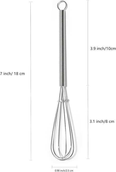 Mini Whisks 7 inch 8Pcs Stainless Whisk, Hand Egg Mixer for Flour Cake Egg, Kitchen Cooking Baking Use Whisk...
