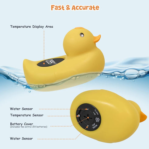 Duck Bath Thermometer Mamtopia Upgrade Baby Bath Water Temperature Warning Thermometers Bathroom Safety Auto ON/Off Bathtub Thermometer Floating T...
