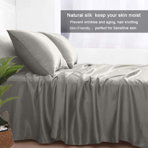 100% Mulberry Silk Pillow Cases Silk Pillowcase for Hair and Skin Both Side Real Silk Pillowcases Hidden Zipper 21 Momme Silk Pillow Covers(Grey, ...