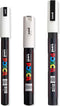 Posca - Ultra Fine to Fine Paint Marker Pens Set - PC-1MR, PC-1M, PC-3M - White Ink - Pack of 3...