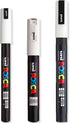 Posca - Ultra Fine to Fine Paint Marker Pens Set - PC-1MR, PC-1M, PC-3M - White Ink - Pack of 3...