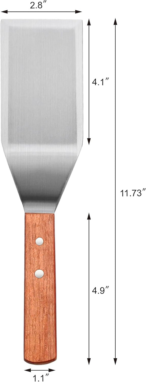 New Star Foodservice 36299 Wood Handle Heavy Duty Hamburger Turner/Spatula with Cutting Edge, 11.5"...