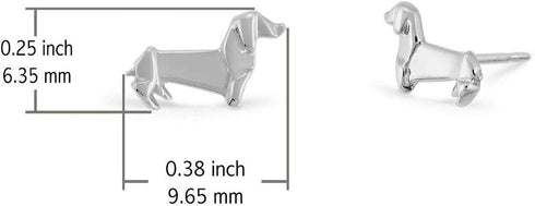 Boma Jewelry Sterling Silver Origami Dachshund Wiener Dog Stud Earrings...