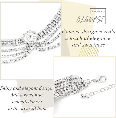 ELABEST Rhinestone Ankle Bracelets Crystal Tassel Anklet 2pcs Boho High-heeled Tennis Foot Chain Wedding Jewelry Accessories For Women and Girls...
