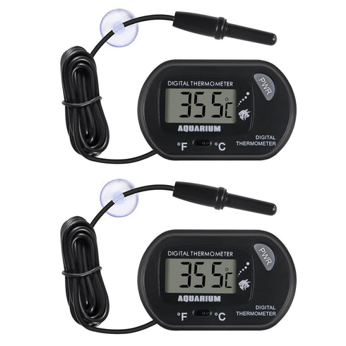 2Pack Digital Aquarium Thermometer Fish Tank Thermometer, Water Thermometer with Large LCD Display, Reptile Thermometer for Vehicle Reptile Terrar...