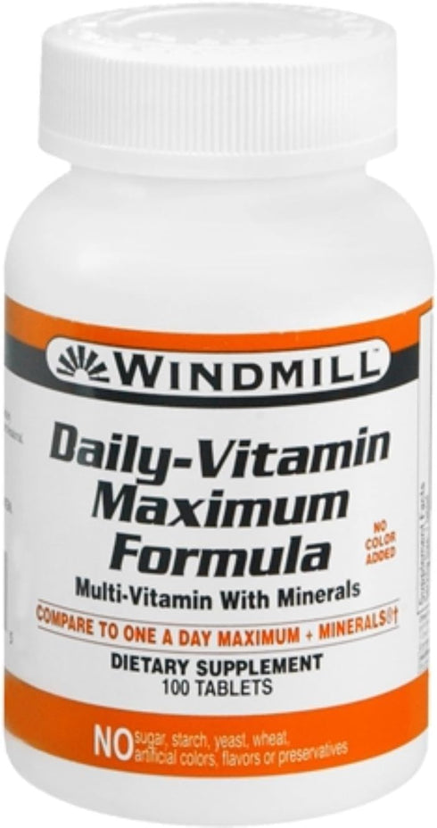 Windmill Health Products Daily Vitamin Maximum Formula, Nutritional Support, Multivitamins and Minerals, 100 Servings, 100 Count...