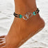 2PCS Beaded Anklets for Women with Silver Double Heart Stretch Elastic Ankle Bracelets for Women Summer Boho Jewelry...
