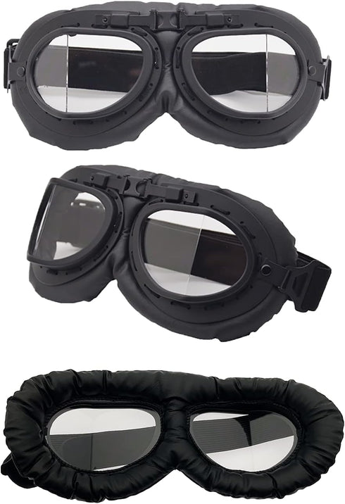 Motorcycle Goggles, 2 Pack Vintage Pilot Style Riding Goggle Burning Man Goggles for Men Women Youth Adult...