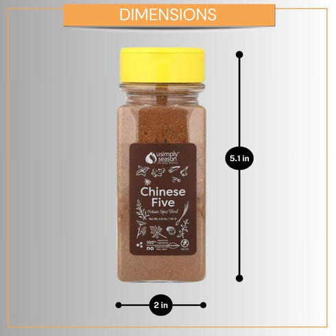USimplySeason Chinese Five Spice (4.8 oz) - Diverse Asian Flavor Profile for Culinary Delights, Ideal for Marinades, Rubs, Baking - No-Salt, Vegan...