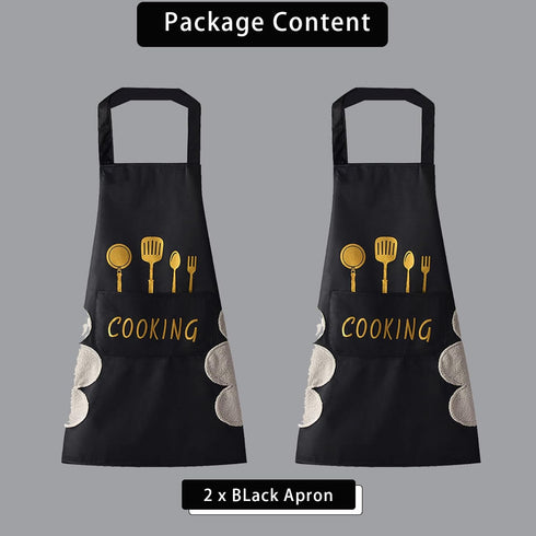 DILLMAN Women Kitchen Apron with Hand Wipe Pockets?Big Pocket,Hand-wiping, Waterproof for Cooking Baking...