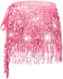 REETAN Boho Belly Skirt Sequins Belly Hip Scarf Tassel Fringe Skirt Rave Party Dance Performance Costume for Women and Girls...