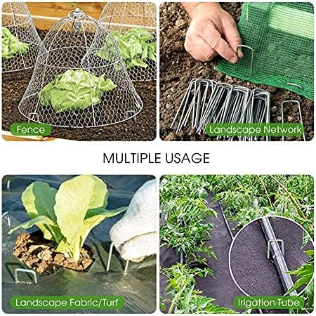 U/D 4 Inch Galvanized Landscape Staples 60 Pack 11 GaugeGarden Stakes Heavy-Duty Sod Pins Anti-Rust Fence Stakesfor Weed Barrier Fabric Ground Cov...
