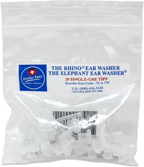 Doctor Easy Elephant & Rhino Ear Washer Disposable Tips, Bag Of 20...