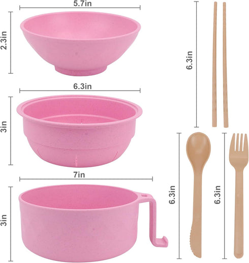 Ramen Cooker, Microwave Ramen Bowl Set with Chopsticks Spoon Ramen Noodle Bowl Instant Cooking for College Dorm Room Essentials, Dishwasher-Safe, ...