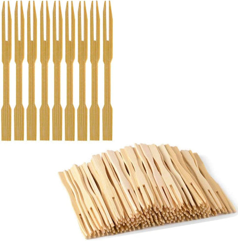 200 Pcs Bamboo Forks 3.5 inch, Wooden Appetizer Forks Mini Food Picks for Party, Banquet, Buffet, Catering, and Daily Life...