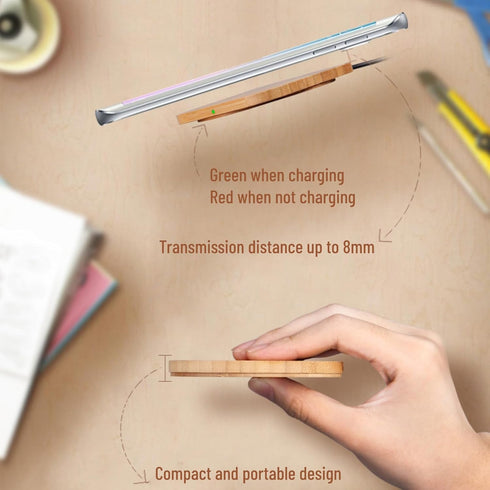 Charging Pad, 15W Bamboo Charger, Fast Qi Charging Station, Compatible with Note 8, S8, S8 Plus, S7, S7, S6, S6, S10, S10e, S9, S8, G7...