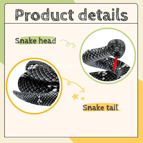 Snake Stuffed Animal Snake Plush Toy 75 inch Gift for Girls Boys Christmas (Black Snake)...