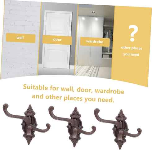 Movable Wall Hook Coat Hangers Swing Arm Hooks Metal Clothes Hanger Wall Mounted Clothing Rack Utility Wall Hanging Hook Cast Iron Hooks Coat Hook...