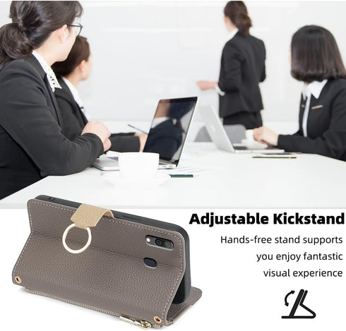 Asuwish Phone Case for Samsung Galaxy A20 A30 Wallet Cover with Screen Protector and Mirror PU Leather Flip Cover Ring Card Holder Crossbody Strap...