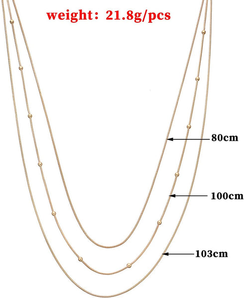 COLORFUL BLING Dainty Gold Chain Beads Statement Necklace Multi-Strand Waterfall Strand Long Chains Strand Necklace for Women Girls Jewelry...