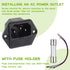AC 250V 10A 2 in 1 Mount Inlet Module Plug Socket Power Entry Connector Male Blades with 10A Fuse and 18 AWG Extension Cable...