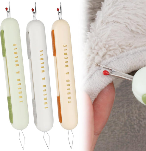 TOOVREN 3PCS 2 in 1 Needle Threader Seam Ripper Upgraded Thread Seam Ripper Needle Threading and Seam Remover Seam Ripper Tool Needle Threaders fo...