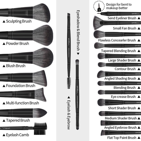 MAGEFY Makeup Brush Set, 22 Pcs Premium Synthetic Makeup Brushes Foundation Eyeshadow Brush Powder Blush Concealers Brush Set Travel Makeup Brushe...