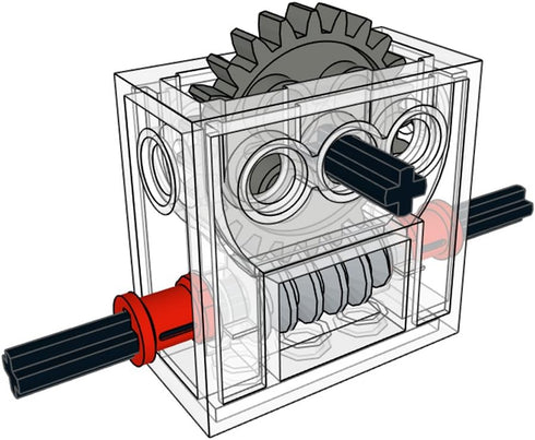LEGO Technic COMPLETE GEARBOX ASSEMBLY 2 x 4 x 3 1/3 Trans-Clear Wormbox gear motor REDUCER block Mindstorms robotics ev3 NXT transparent robot bu...
