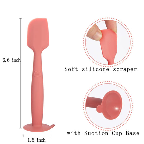 Baby Diaper Cream Spatula 3 Pack Butt Paste Spatula Soft Silicone Diaper Cream Applicator Butt Spatula Baby With Suction Cup Base (Red Green Khaki...