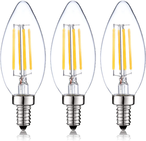 12 Volt LED Candelabra Bulbs E12 Light Bulb 40 Watt Replacement Soft White 3000K, Low Voltage 12V 24V Candelabra Light Bulbs for RV, 3 Pack...