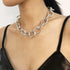 Punk Chain Choker Necklace Chunky Curb Link Chain Necklace Dainty Silver Necklace Accessories for Women Girls...