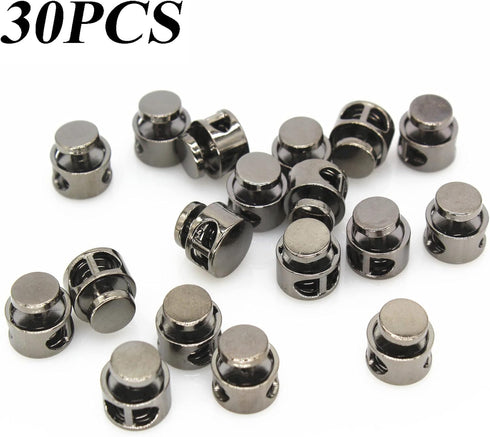 Metal Cord Locks for Drawstrings Round Cord Stopper Gunmetal Double Hole Spring Clasps Toggle Fastener Elastic Buckle for Shoelaces, Paracord, Bag...