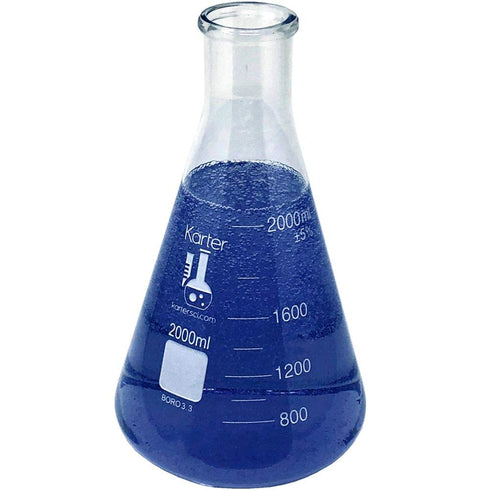2000ml Narrow Mouth Erlenmeyer Flask, 3.3 Borosilicate Glass, Karter Scientific 213G15 (Single)...