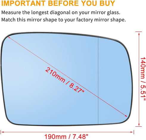 X AUTOHAUX Car Passenger Right Rearview Blue Tinted Mirror Glass Heated with Backing Plate for Land for Rover LR3 2005-2009...