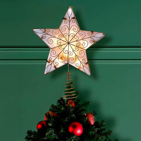 Kurt Adler UL1881 10 Light 8.5-Inch Gold Reflector Star Treetop...