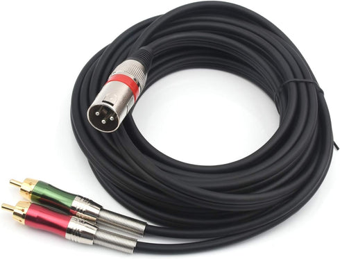 SiYear 15FT XLR Male to 2 x Phono RCA Plug Adapter Y Splitter Patch Cable, 1 XLR Male 3 Pin to Dual RCA Male Plug Stereo Audio Cable Connector(4.5...