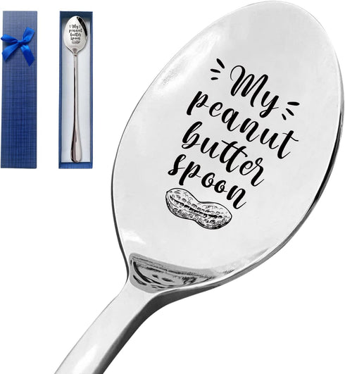 My Peanut Butter Spoon Funny Engraved Stainless Steel Spoon,Peanut Butter Lovers coffee Spoon Gift,Gift for Moms Dad Boy Girl Women Men Birthday C...