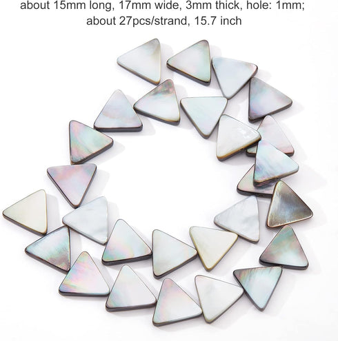 BENECREAT 27pcs 40cm Natural Black Lip Shell Bead Strands Triangle Shell Loose Beads Strands for Necklace Bracelet Jewelry Making, Mother's Day Gi...